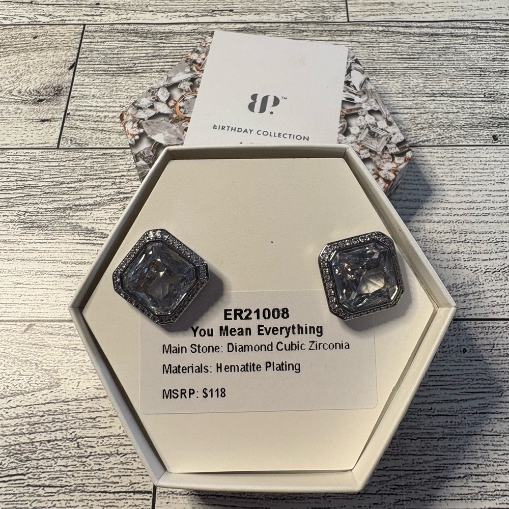 Birthday Collection Silver Cubic Zirconia Earrings